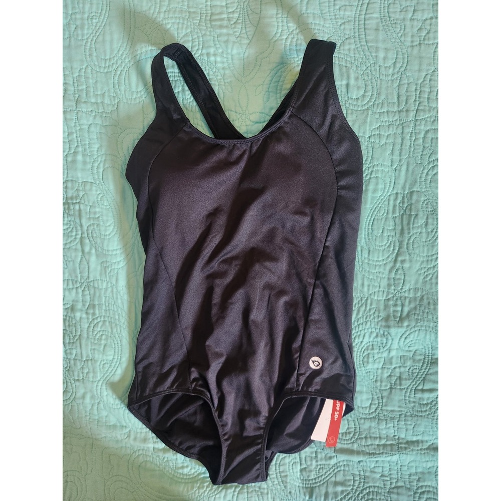 Baleaf Womens Black One‎ Piece Swimsuit UPF 50+ Athletic Training Swimwear Sz 38